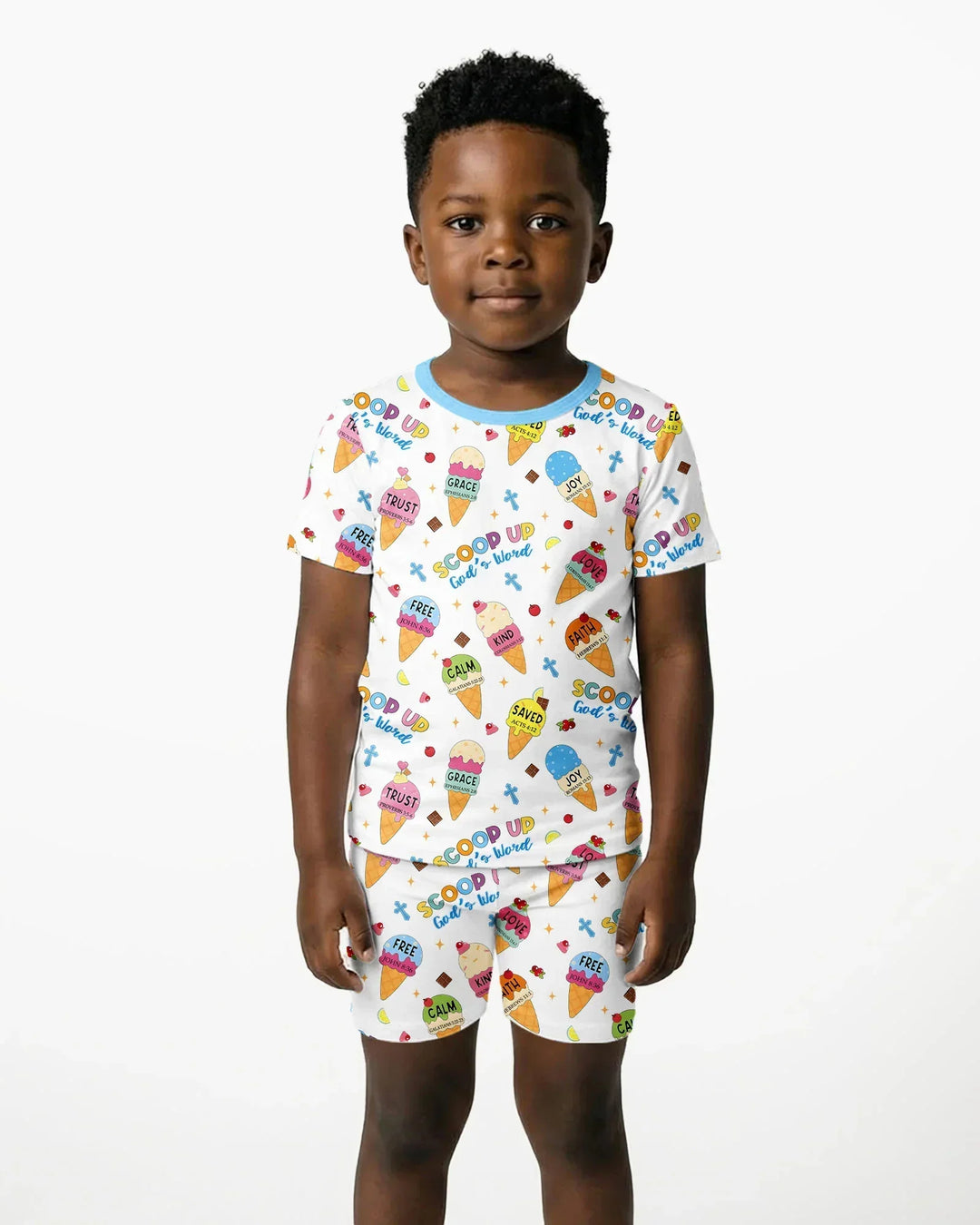 Pijama de dos piezas de bambú de manga corta y pantalones cortos para toda la familia Mini Mystic a juego