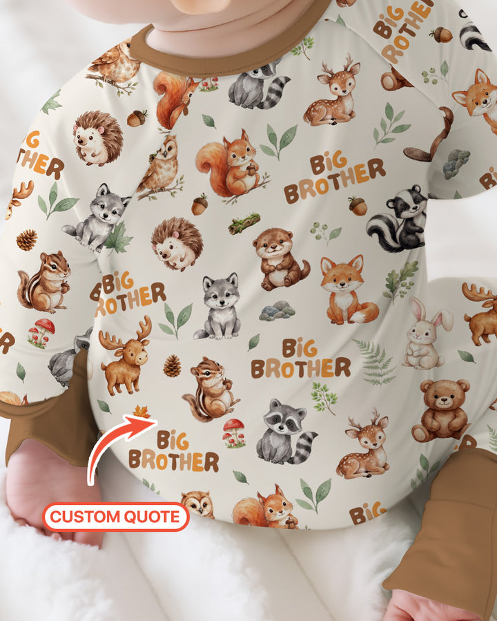 Custom Quote Woodland Animal Matching Sibling Bamboo Convertible Zippy