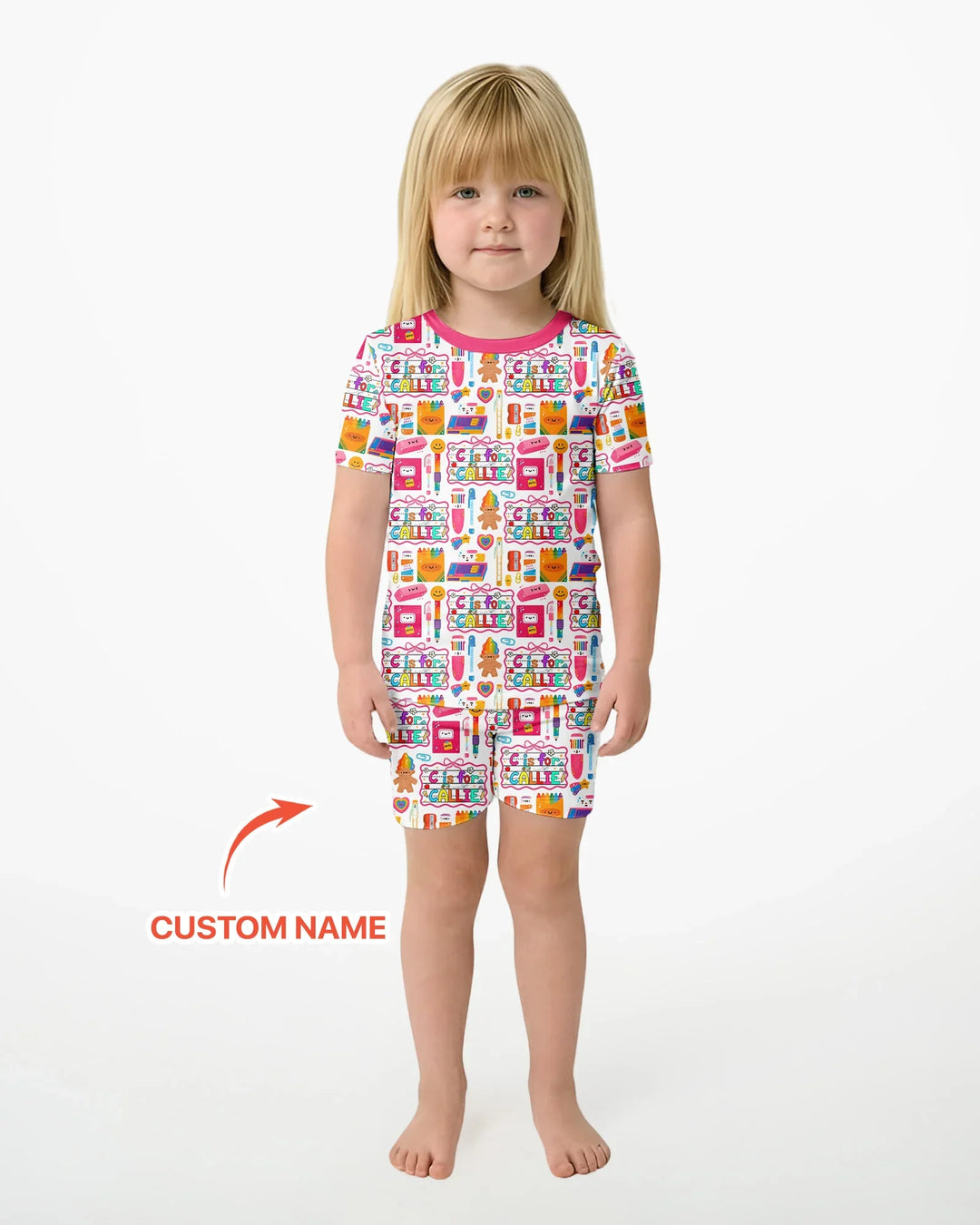 Custom Name Classroom Cuties Bamboo Two Piece Short Sleeve Shorts Pajama Set