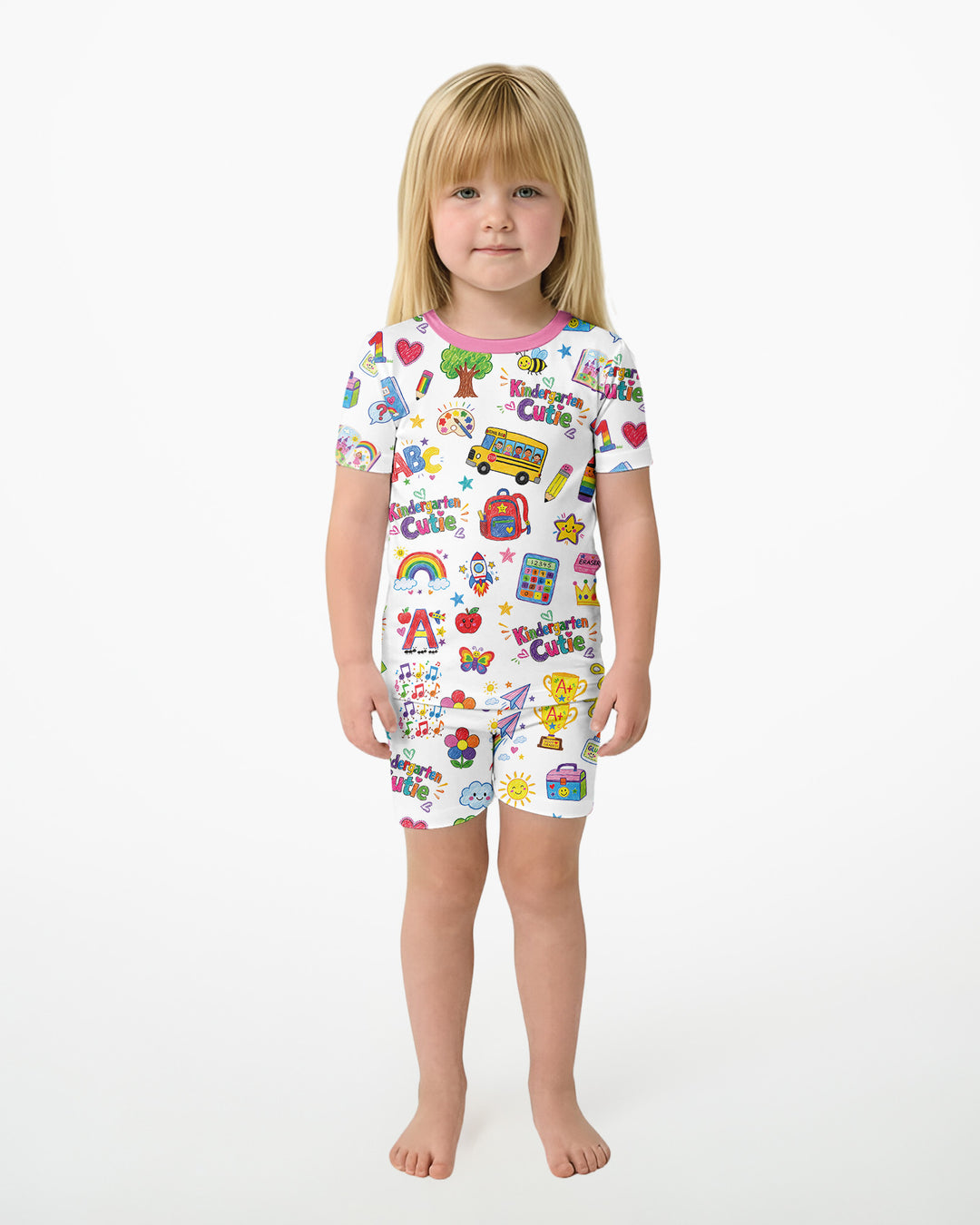 Kindergarten Cutie Bamboo Two Piece Short Sleeve Shorts Pajama Set