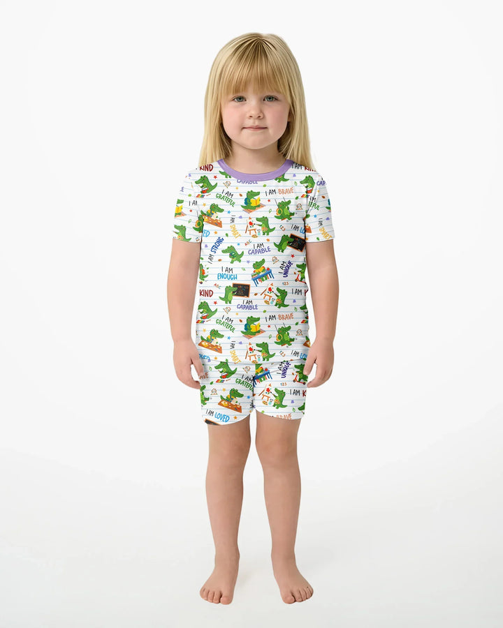 Brave Gator Days Bamboo Two Piece Short Sleeve Shorts Pajama Set