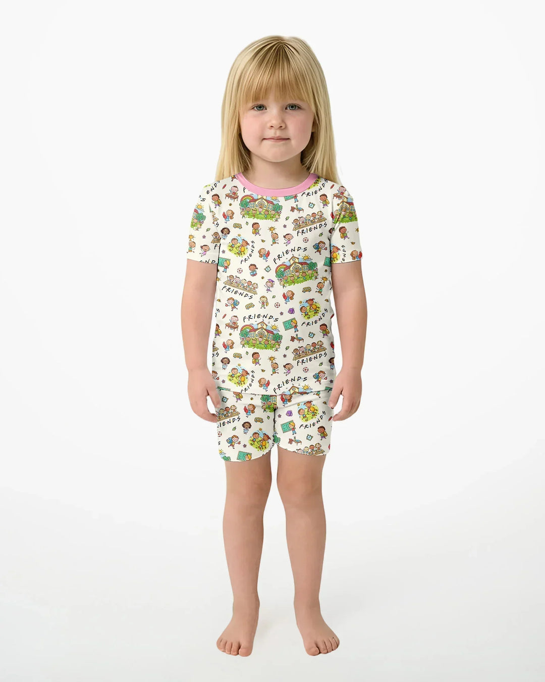 School Friends Forever Bamboo Two Piece Short Sleeve Shorts Pajama Set
