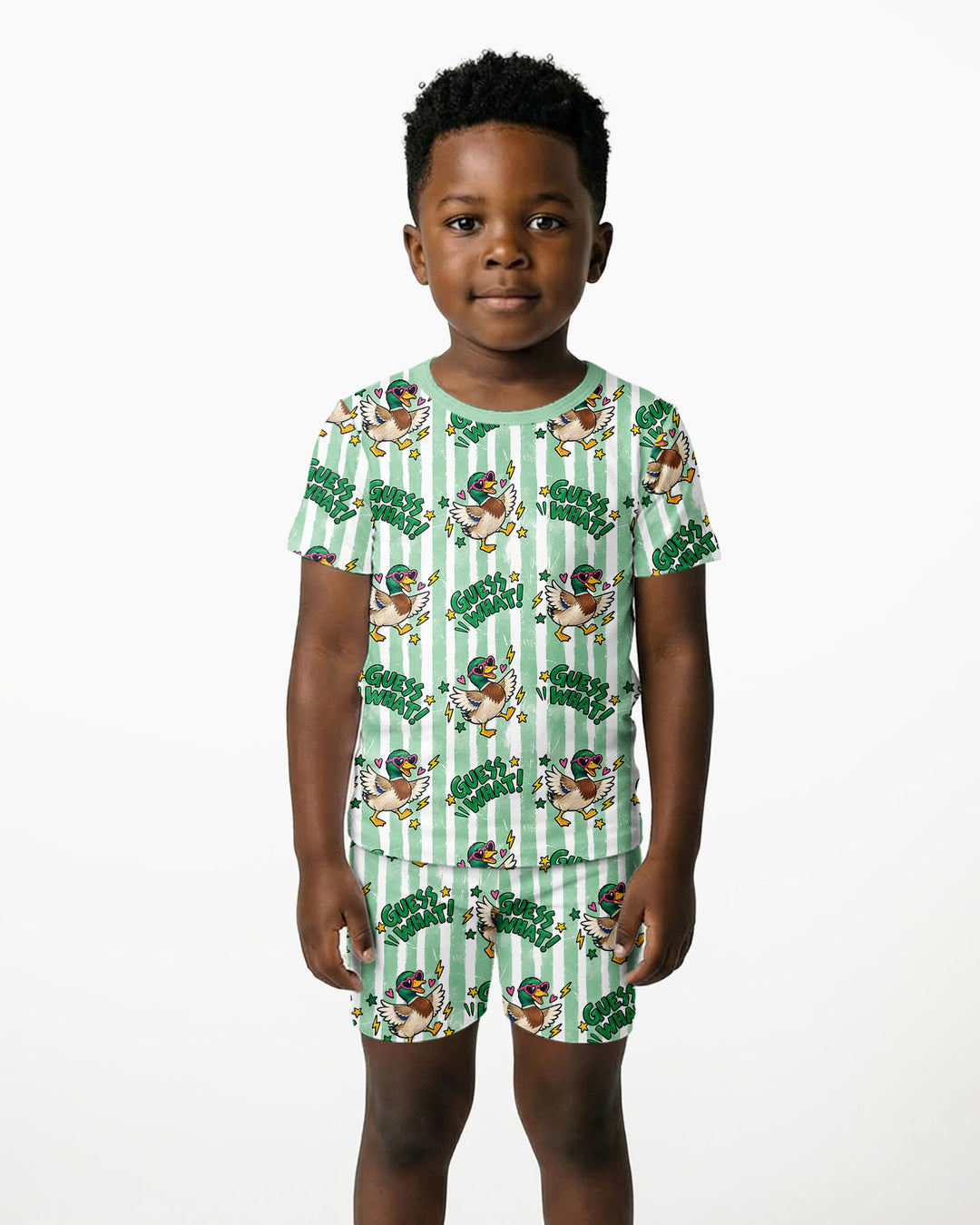Guess What Mallard Butt Bamboo Two Piece Short Sleeve Shorts Pajama Set