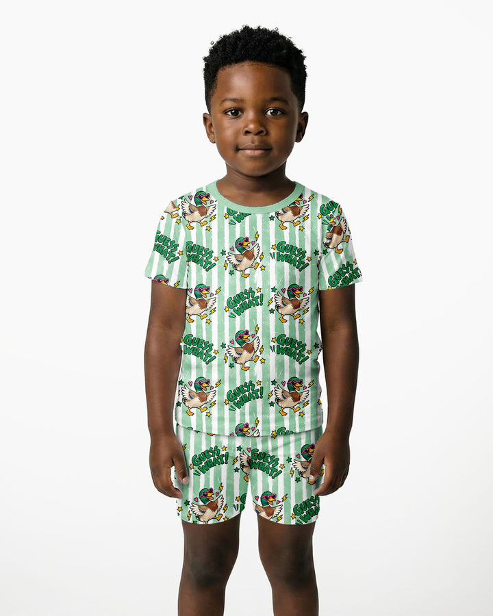 Guess What Mallard Butt Bamboo Two Piece Short Sleeve Shorts Pajama Set