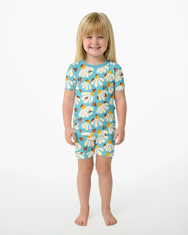 Lucky Little Bug Bamboo Two Piece Short Sleeve Shorts Pajama Set
