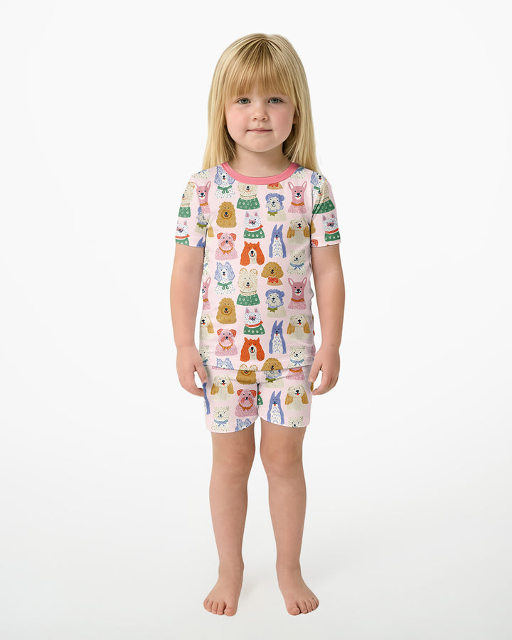 Puppy Portrait Bamboo Two Piece Short Sleeve Shorts Pajama Set