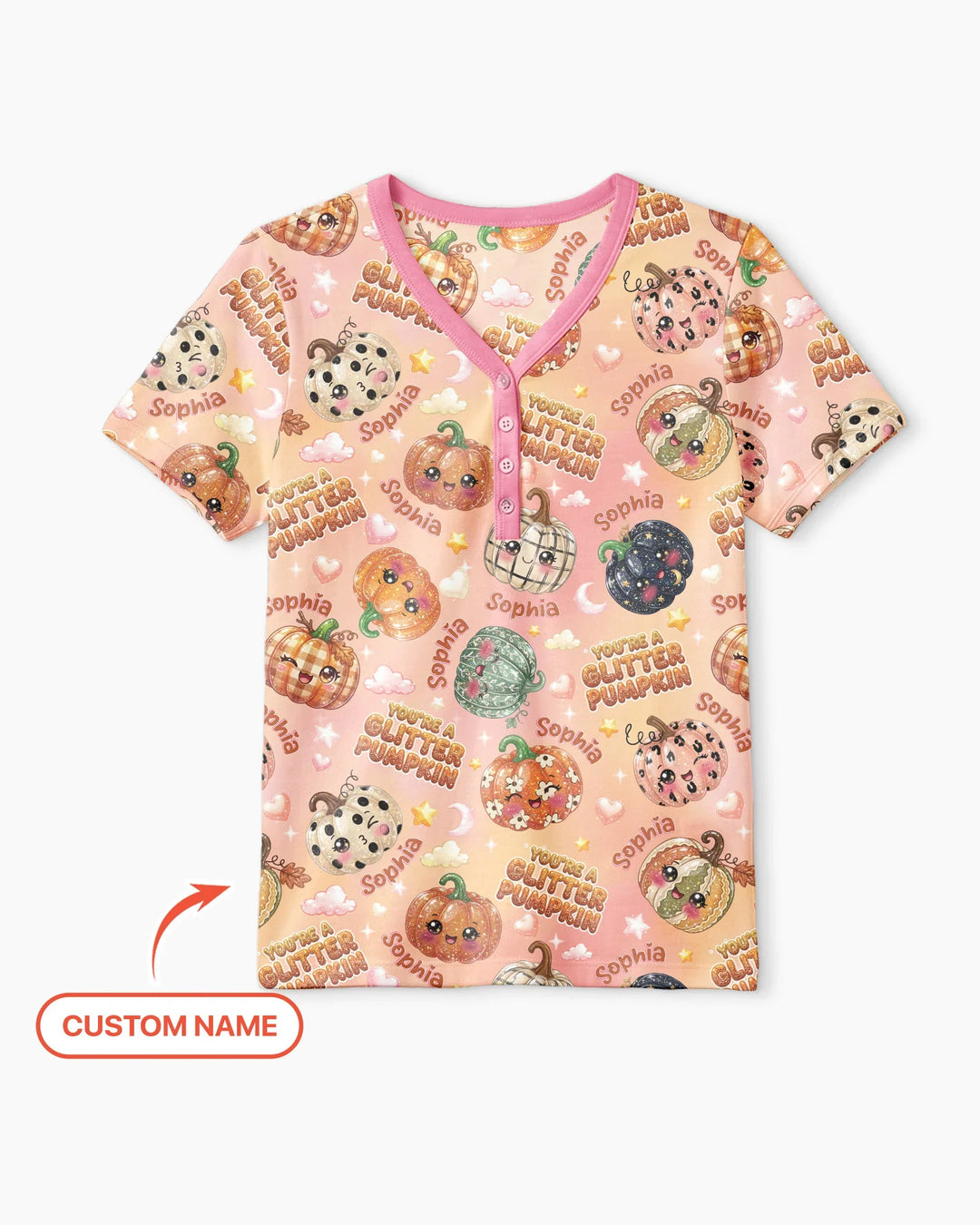 Custom Name You're A Glitter Pumpkin Bamboo Women Short Sleeve Short Pajama Set