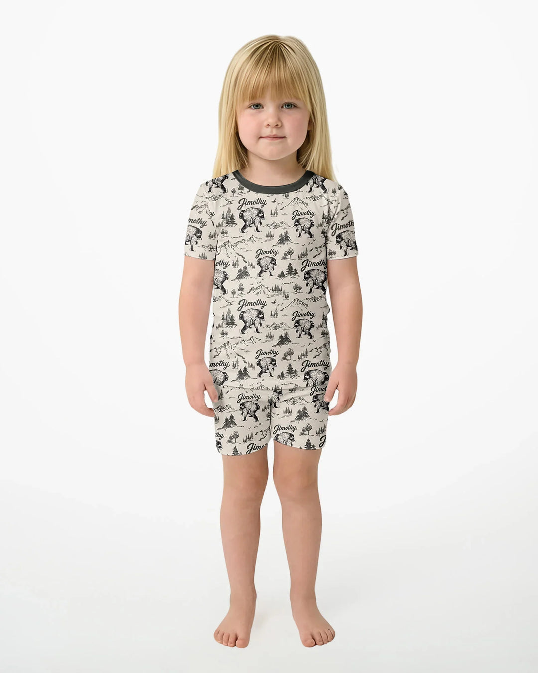 Vintage Jimothy Racoon Family Matching Bamboo Two Piece Short Sleeve Shorts Pajama Set