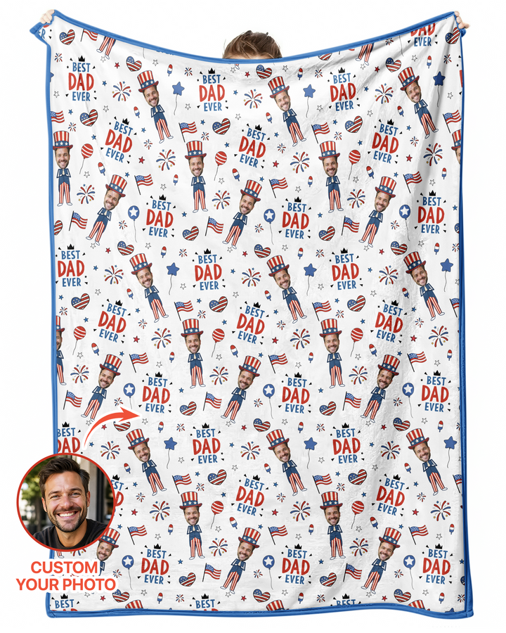 Custom Photo Best Patriotic Family Ever Bamboo Blanket