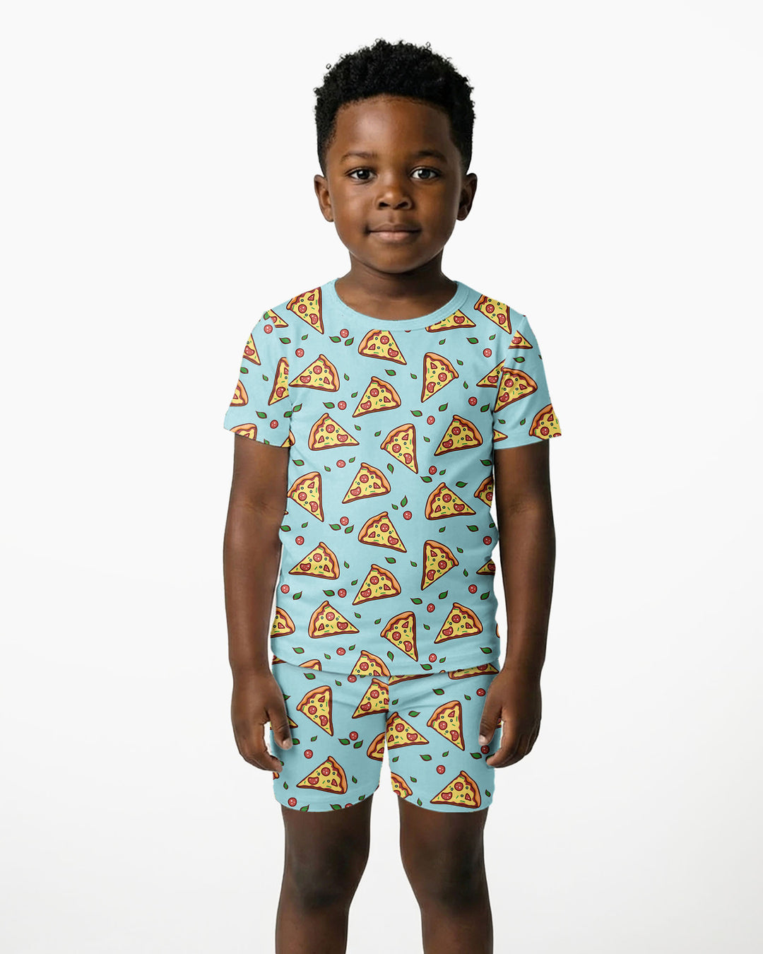 Pizza Doodle Bamboo Two-Piece Short Sleeve Shorts Pajama Set