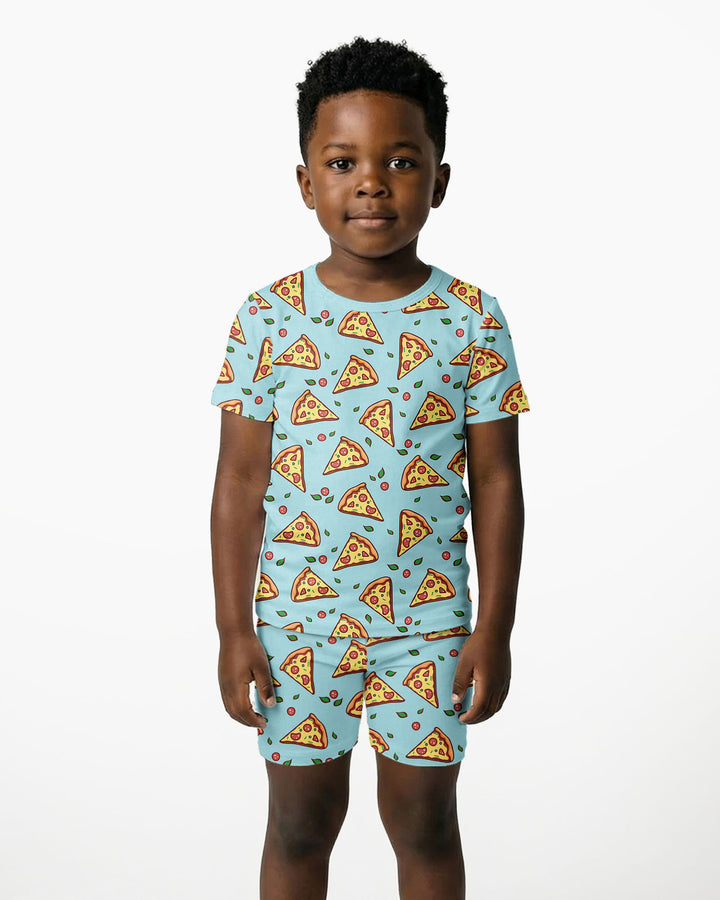 Pizza Doodle Bamboo Two-Piece Short Sleeve Shorts Pajama Set