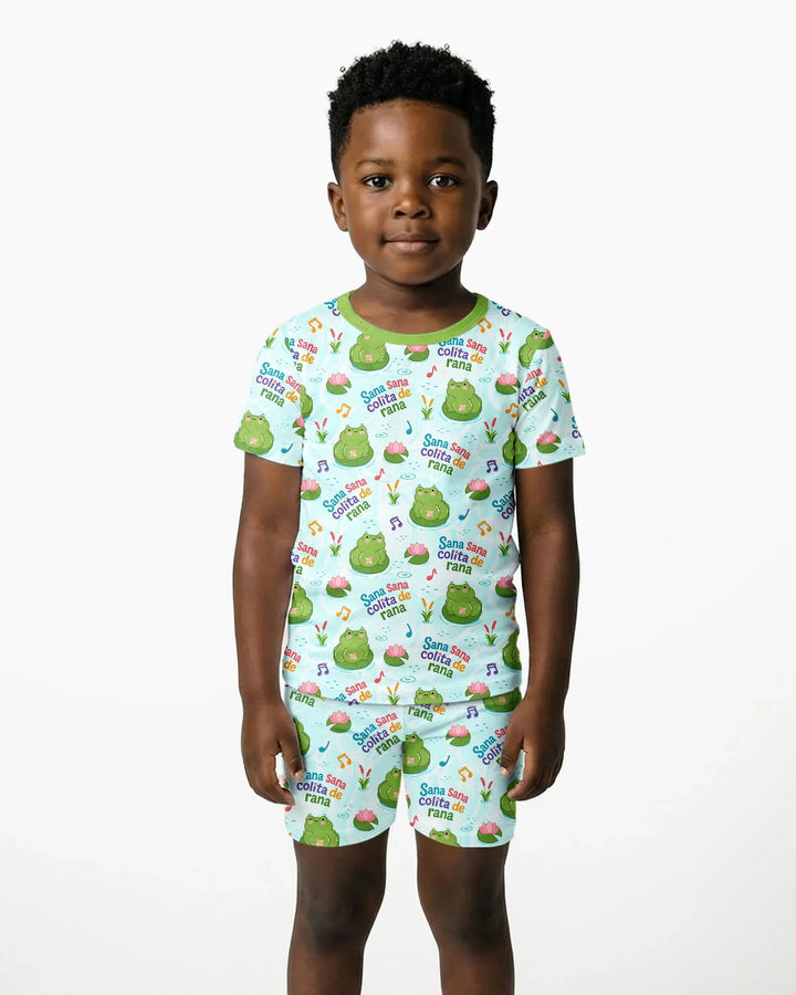 Conjunto de Pijama de Dos Piezas de Bambú con Mangas Cortas y Pantalones Cortos