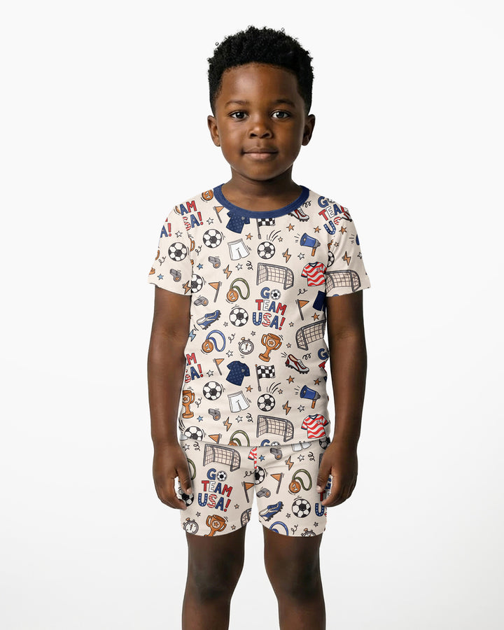 Soccer Go Team USA Bamboo Two Piece Short Sleeve Shorts Pajama Set