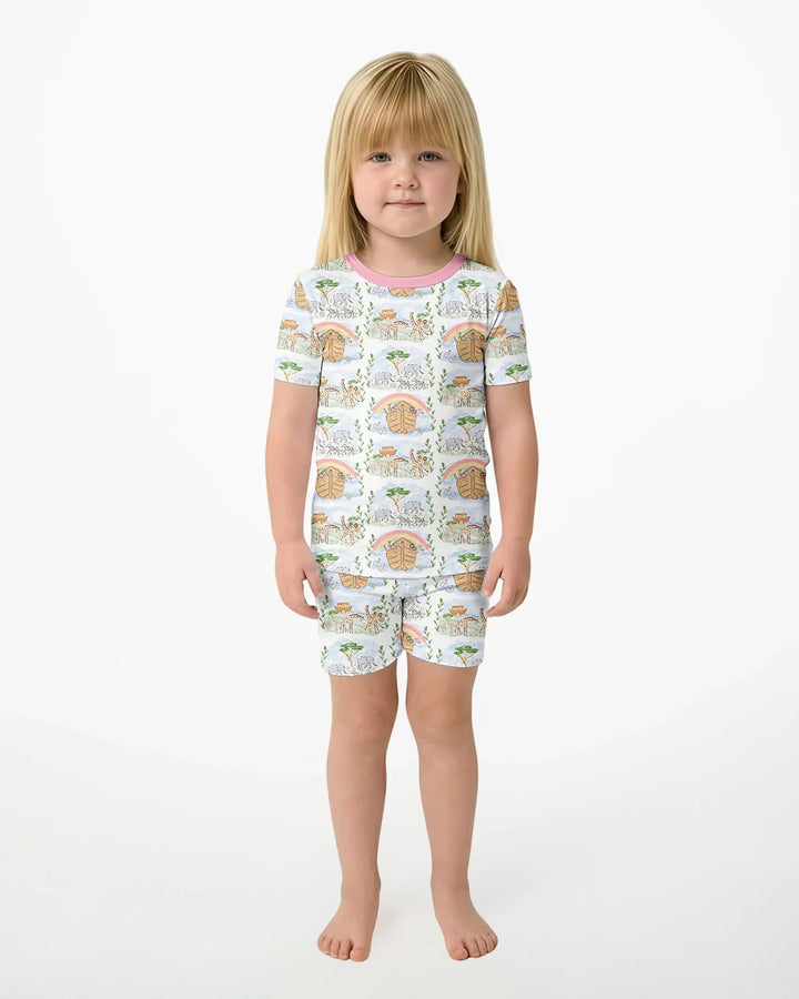 Noah And The Ark Bamboo Two Piece Short Sleeve Shorts Pajama Set