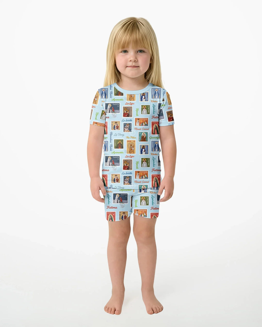 Our Lady, Around the World Bamboo Two Piece Short Sleeve Shorts Pajama Set