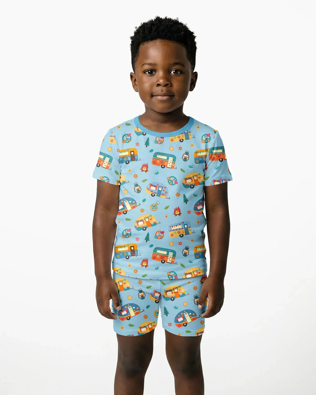 Happy Little Camper Bamboo Two Piece Short Sleeve Shorts Pajama Set