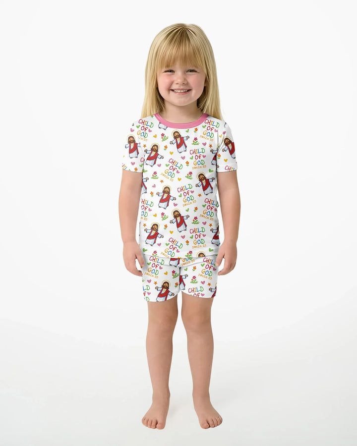 Template Zweiteiliges Pyjama-Set mit kurzen Ärmeln und Shorts