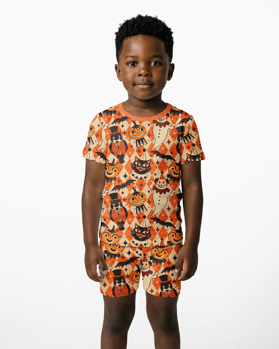 Vintage Halloween Carnival Bamboo Two Piece Short Sleeve Shorts Pajama Set