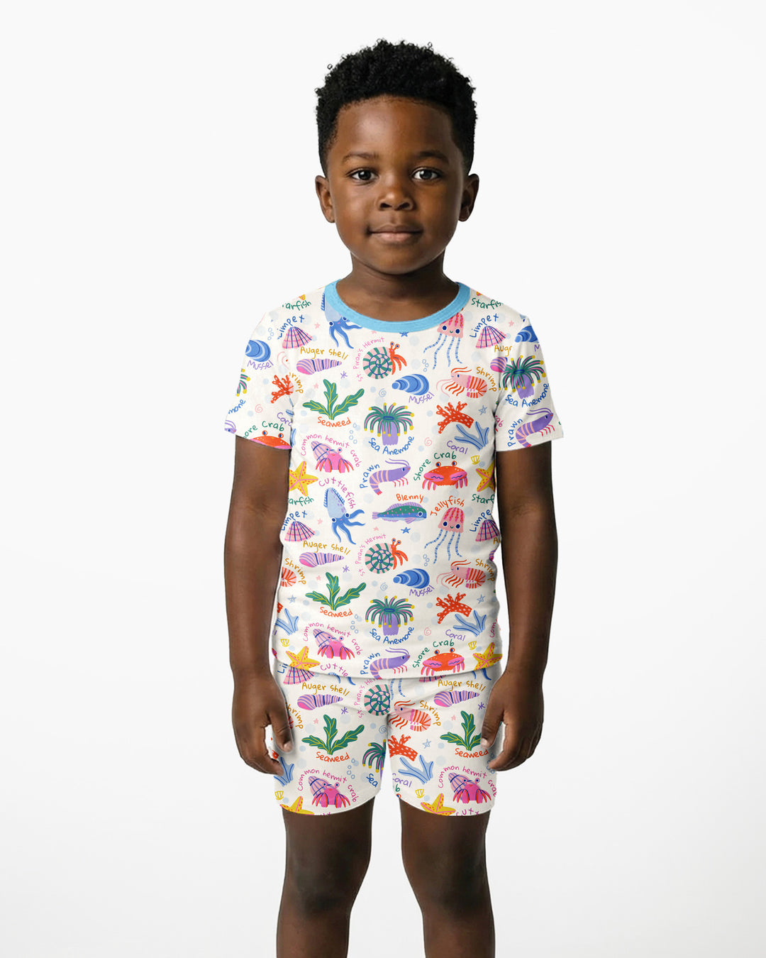 Conjunto de Pijama de Manga Corta y Pantalón Corto de Bambú "Amigos de la Piscina de Marea"