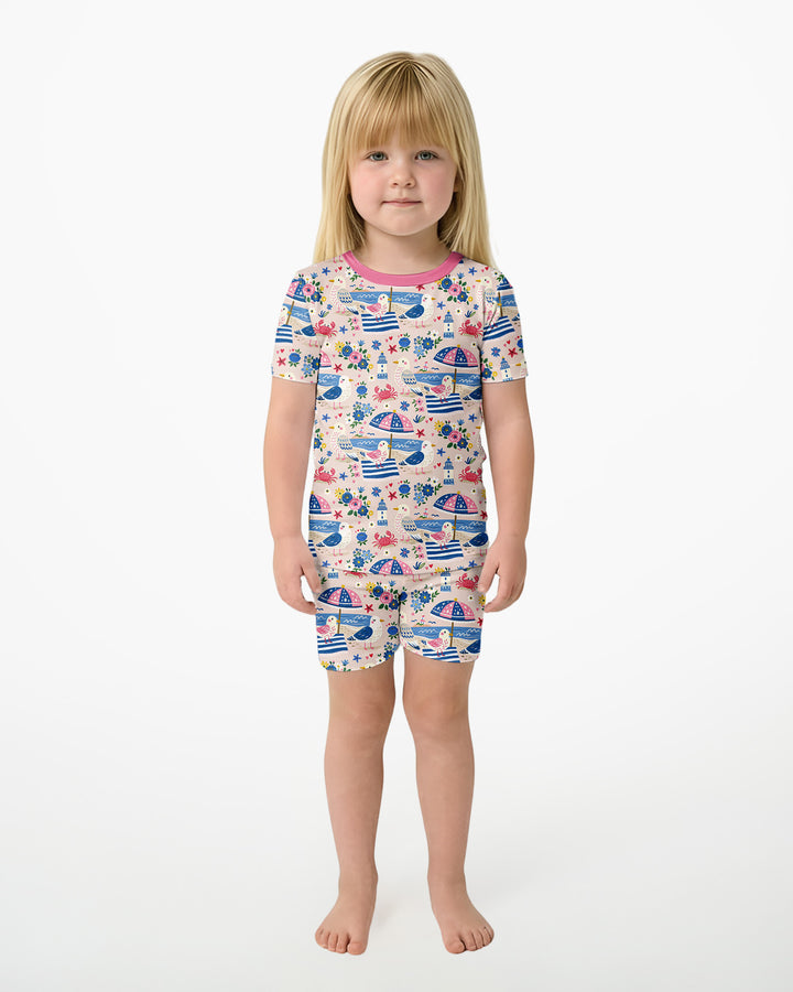 Conjunto de Pijama de Dos Piezas de Bambú con Mangas Cortas y Pantalones Cortos
