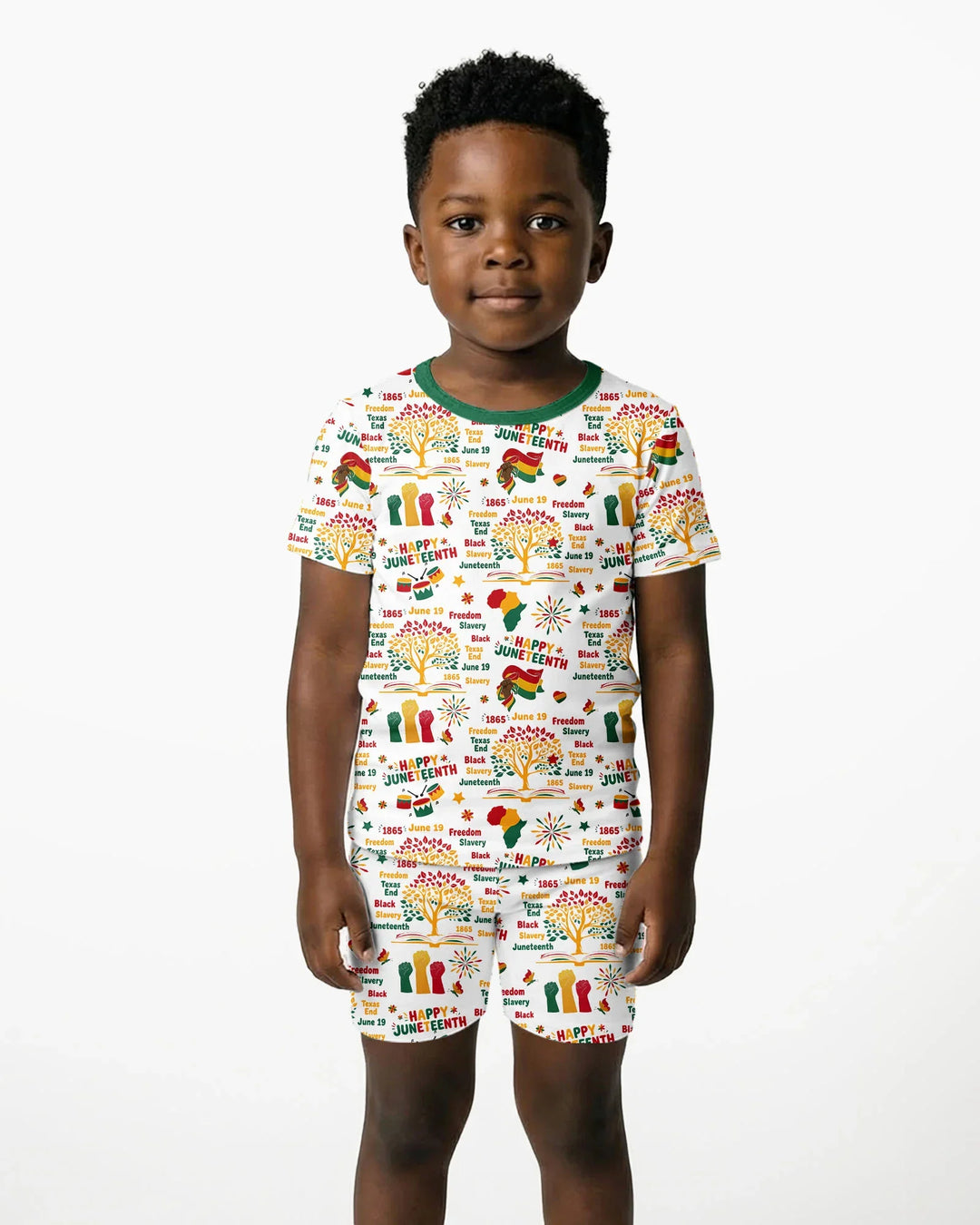 Happy Juneteenth Bamboo Two Piece Short Sleeve Shorts Pajama Set