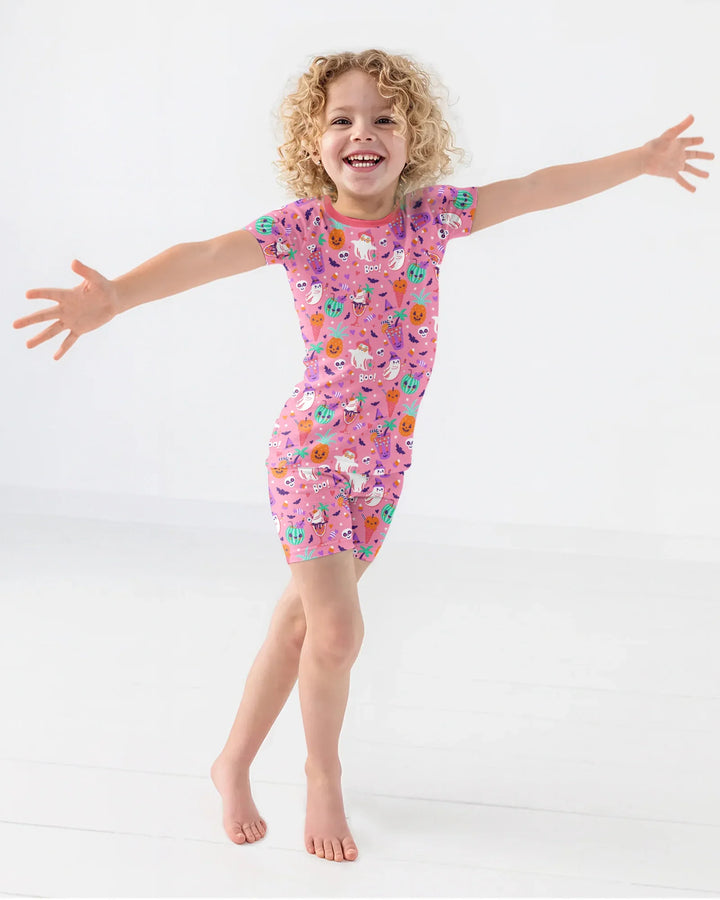 Summerween Doodles Bamboo Two Piece Short Sleeve Shorts Pajama Set