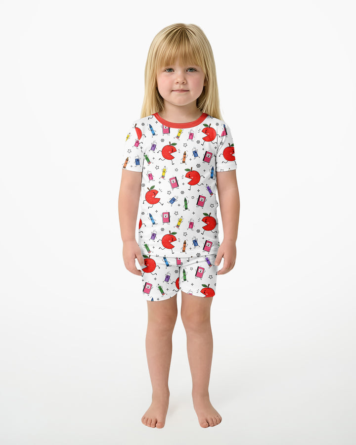 Conjunto de Pijama de Dos Piezas de Bambú con Mangas Cortas y Pantalones Cortos