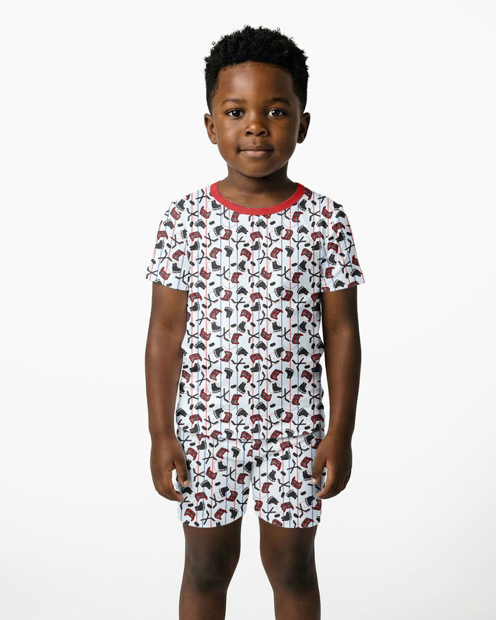 Hockey Rink Bamboo Two Piece Short Sleeve Shorts Pajama Set
