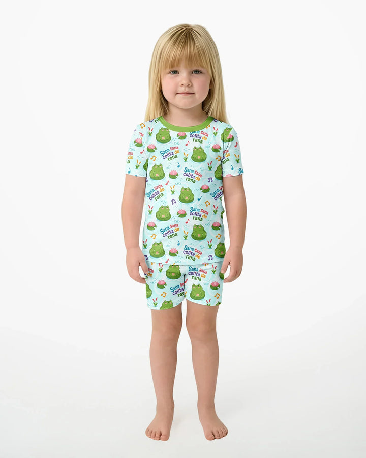 Conjunto de Pijama de Dos Piezas de Bambú con Mangas Cortas y Pantalones Cortos