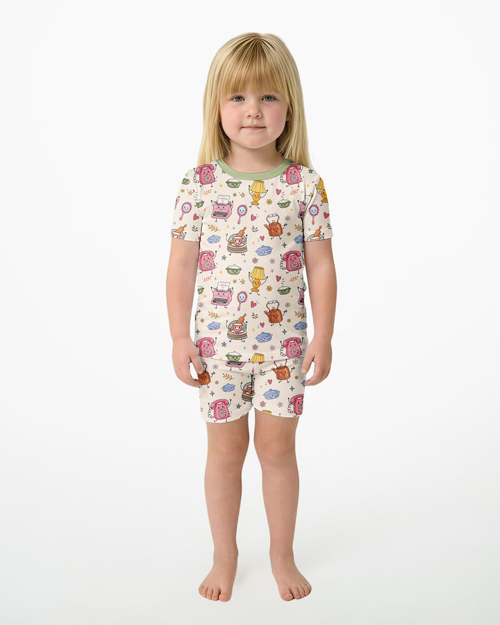 Schlafanzug-Set zweiteilig, kurze Ärmel, kurze Hose, Bambus