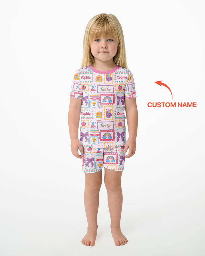 Schlafanzug-Set zweiteilig, kurze Ärmel, kurze Hose, Bambus
