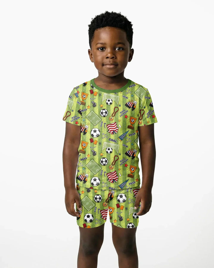 Conjunto de Pijama de Dos Piezas de Bambú con Mangas Cortas y Pantalones Cortos
