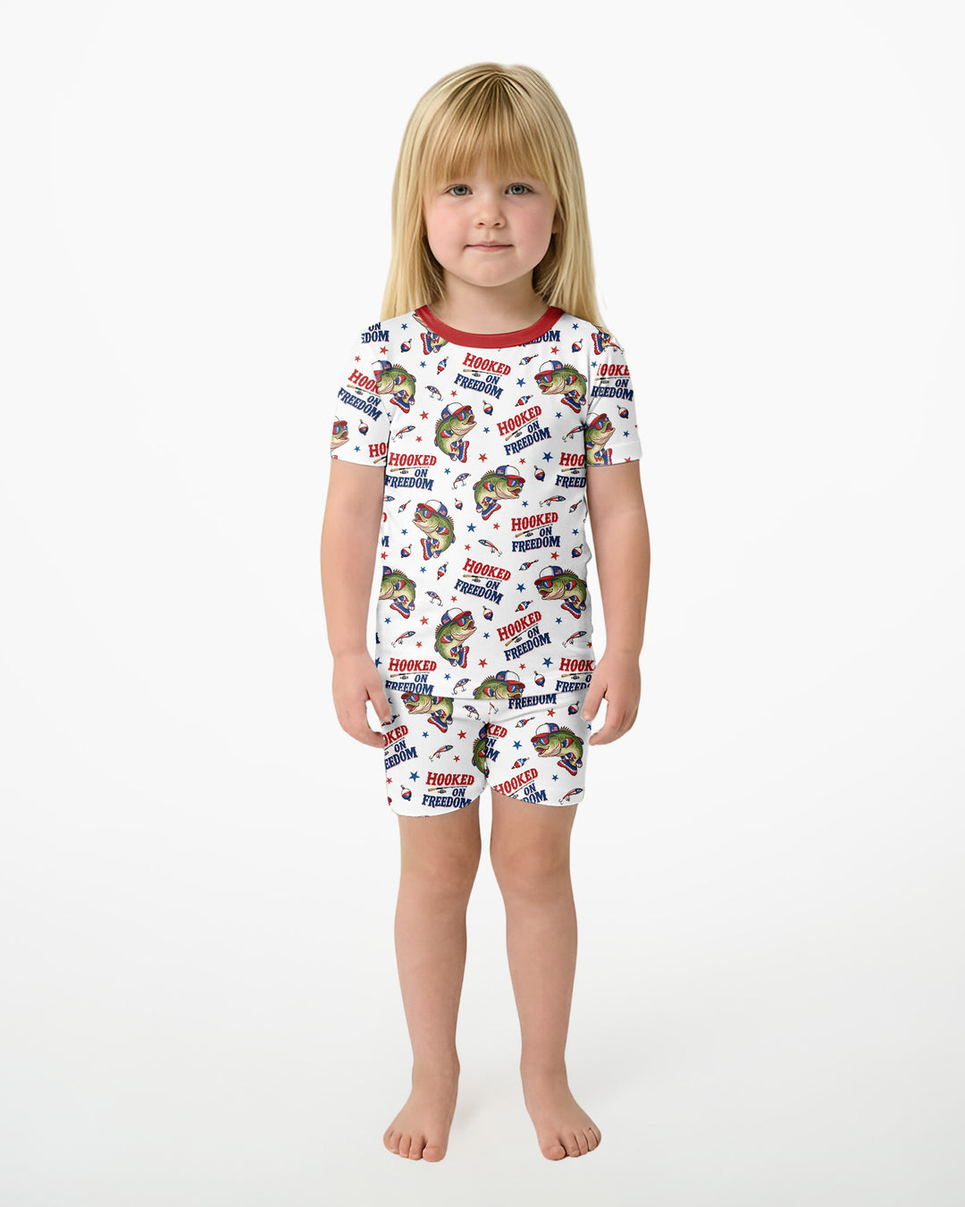Hooked On Freedom Bamboo Two Piece Short Sleeve Shorts Pajama Set