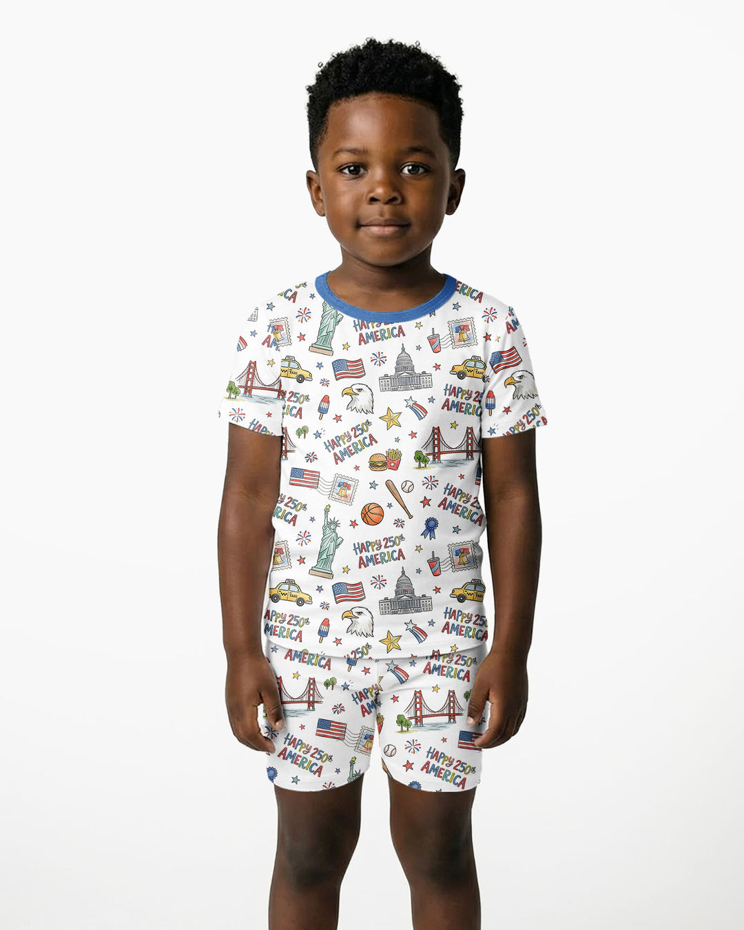 America 250 Celebration Bamboo Two Piece Short Sleeve Shorts Pajama Set