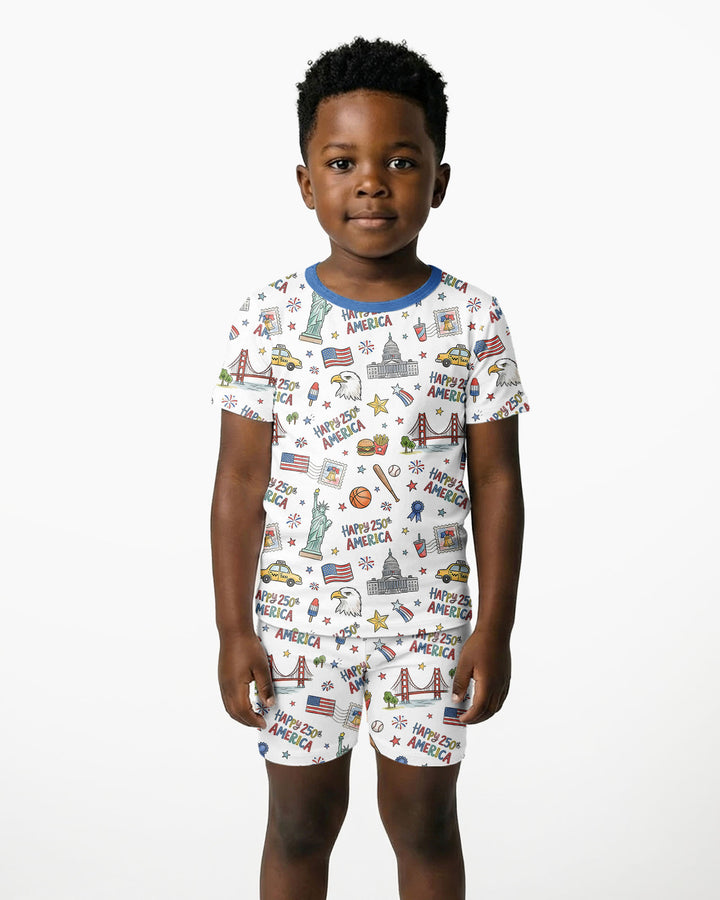 America 250 Celebration Bamboo Two Piece Short Sleeve Shorts Pajama Set