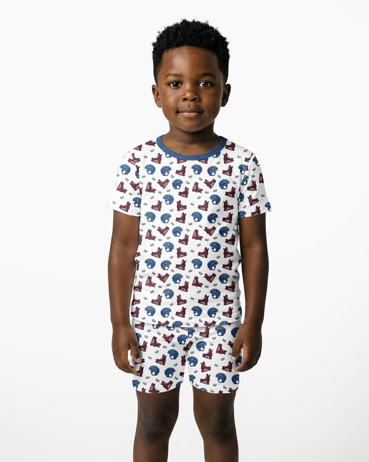 Hockey - Pucks & Gear Bamboo Two Piece Short Sleeve Shorts Pajama Set