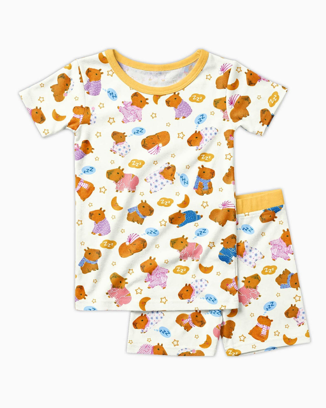 Conjunto de Pijama de Dos Piezas de Bambú con Mangas Cortas y Pantalones Cortos