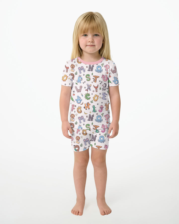 Schlafanzug-Set zweiteilig, kurze Ärmel, kurze Hose, Bambus