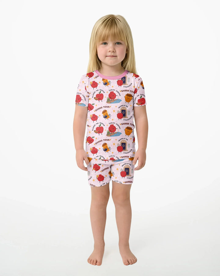 Sweet Sacred Moments Family Matching Bamboo Two Piece Short Sleeve Shorts Pajama Set
