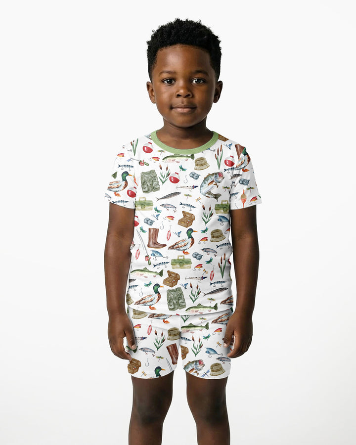 Daddy's Fishing Buddy Daddy& Me Matching Bamboo Two Piece Short Sleeve Shorts Pajama Set