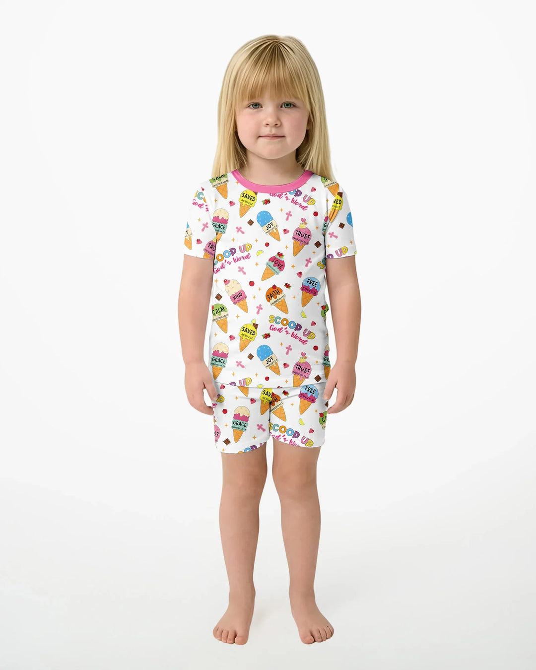 Pijama de dos piezas de bambú de manga corta y pantalones cortos para toda la familia Mini Mystic a juego