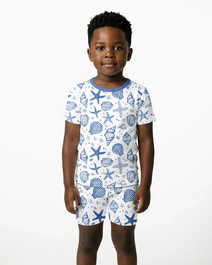 Coastal Charm Family Matching Bamboo Two Piece Short Sleeve Shorts Pajama Set