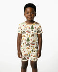 Outdoor Camping Adventure Family Matching Bamboo Two Piece Short Sleeve Shorts Pajama Set