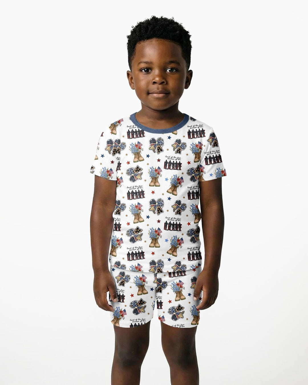 Honor the Brave Family Matching Bamboo Two Piece Short Sleeve Shorts Pajama Set