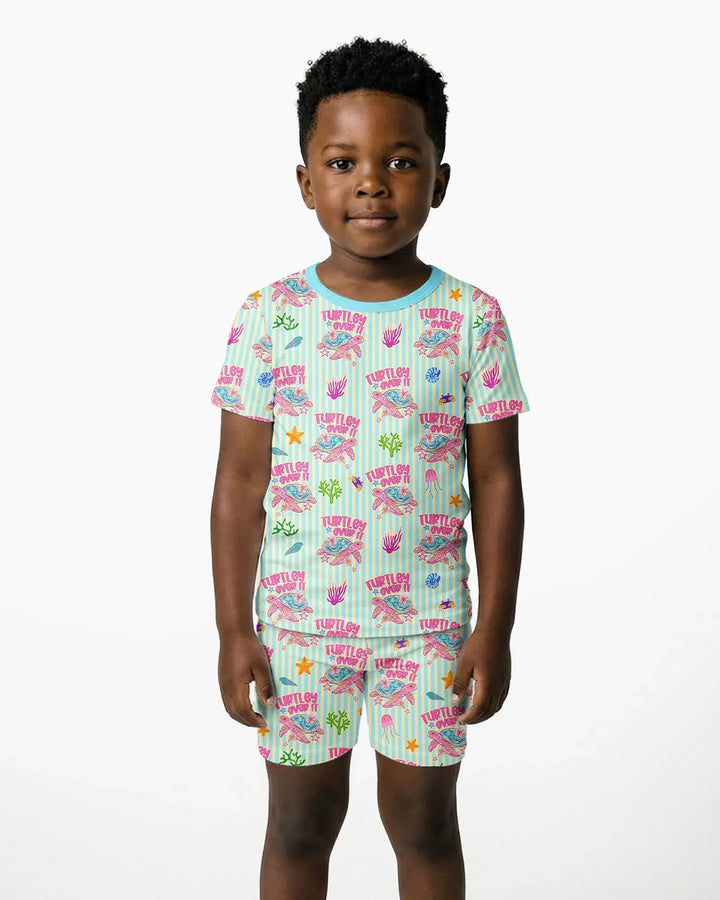 Conjunto de Pijama de Dos Piezas de Bambú con Mangas Cortas y Pantalones Cortos