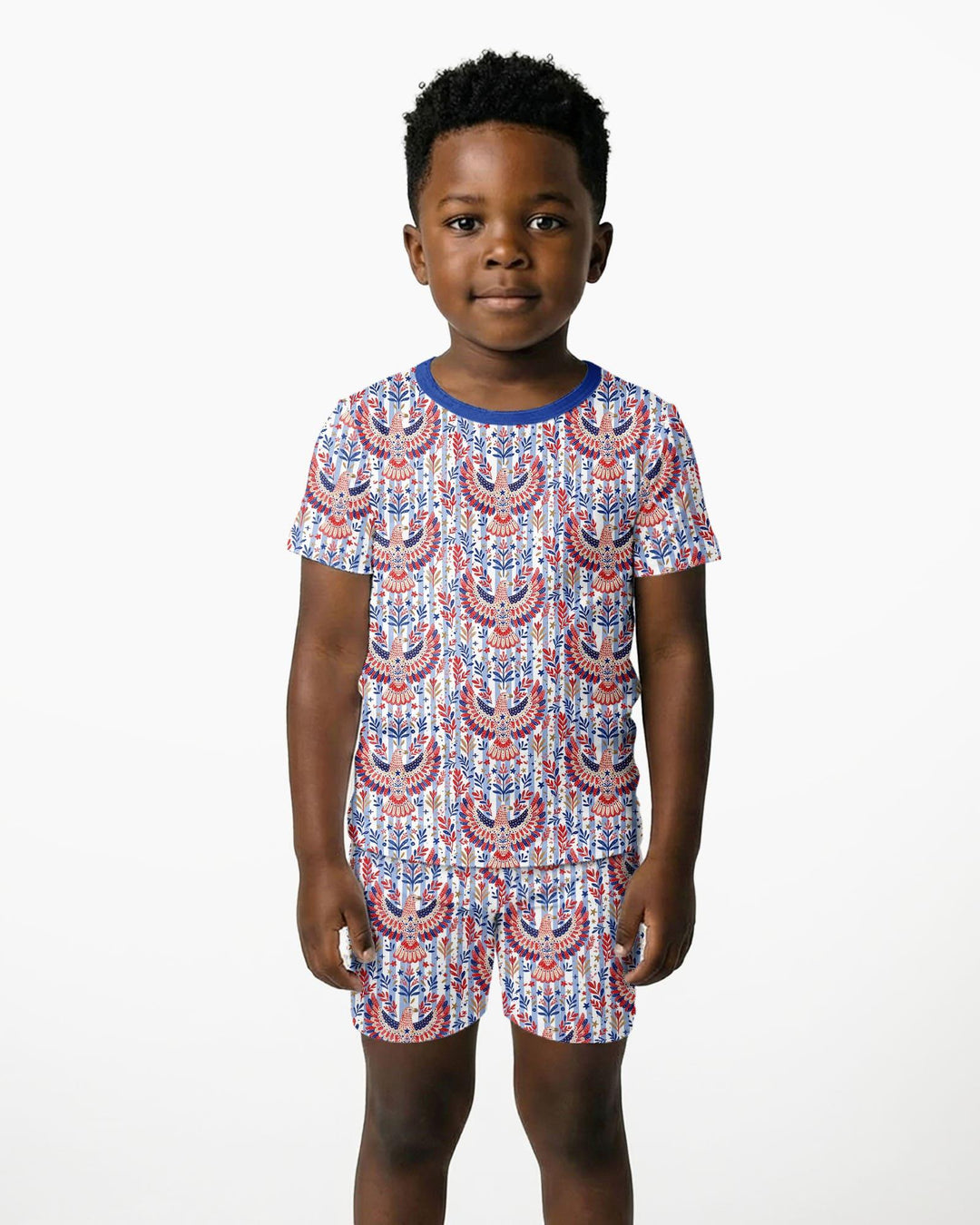 Patriotic Eagle Bamboo Two Piece Short Sleeve Shorts Pajama Set