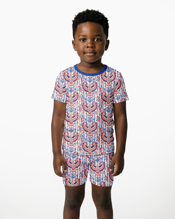 Patriotic Eagle Bamboo Two Piece Short Sleeve Shorts Pajama Set