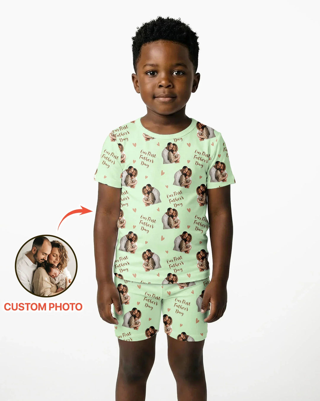 Custom Photo Our First as Parents Bamboo Two Piece Short Sleeve Shorts Pajama Set