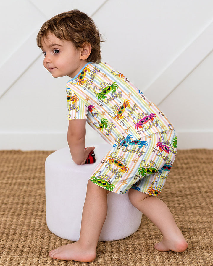 Conjunto de Pijama de Dos Piezas de Bambú con Mangas Cortas y Pantalones Cortos
