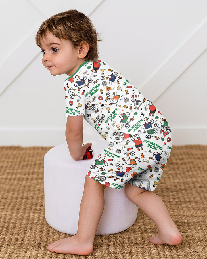 Funny Goose Soccer Tour 2026 Bamboo Two Piece Short Sleeve Shorts Pajama Set